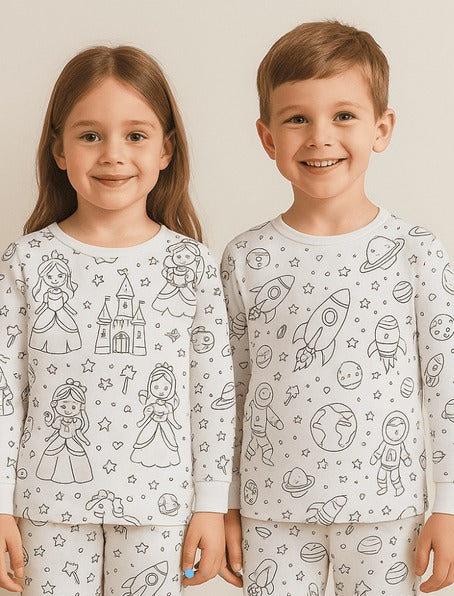 Pijama SanShop + 12 Canetinhas Coloridas que Saem na Lavagem + FRETE GRÁTIS