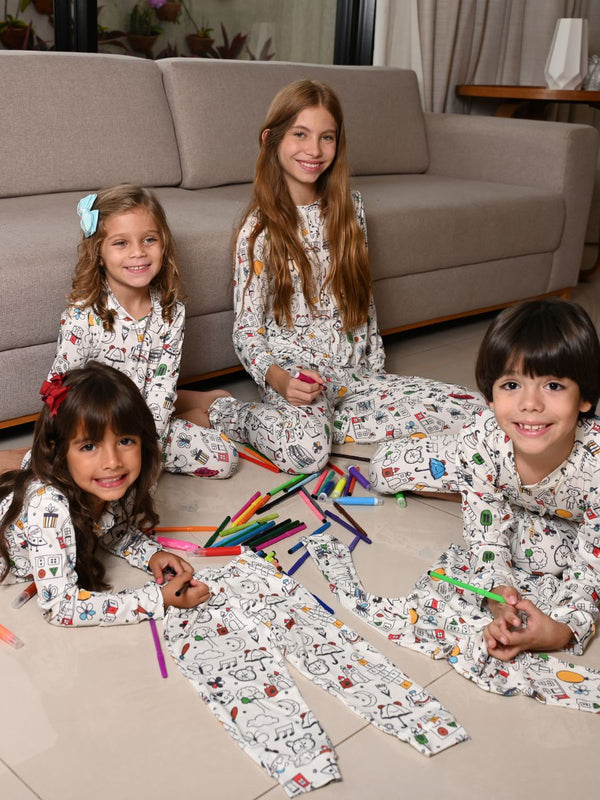 Pijama SanShop + 12 Canetinhas Coloridas que Saem na Lavagem + FRETE GRÁTIS